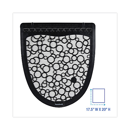 Boardwalk Disposable Urinal Floor Mat 2.0, Shield-Shaped, Black/White Slip-Resistant Surface, 17.5" x 20", 6/Carton (UMBW)