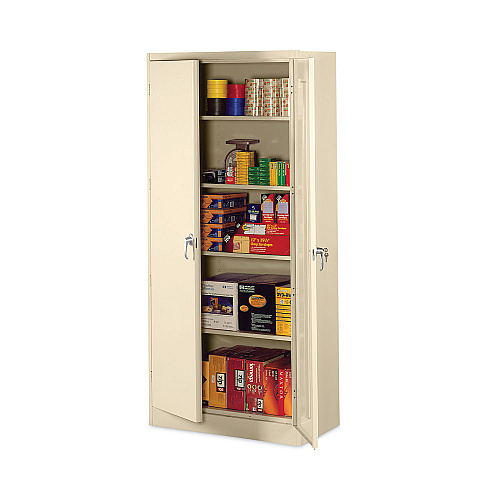 Alera Assembled 78" High Heavy-Duty Welded Storage Cabinet, Four Adjustable Shelves, 36w x 24d, Putty (ALECM7824PY)
