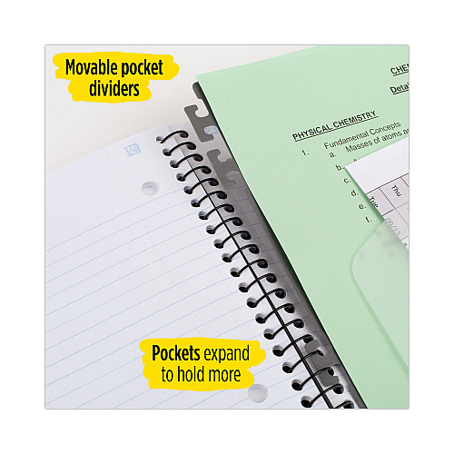 Five Star Advance Wirebound Notebook, Ten Pockets, 5-Subject, Medium/College Rule, Randomly Assorted Cover Color, (200) 11 x 8.5 Sheets (06326)