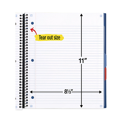 Five Star Advance Wirebound Notebook, Six Pockets, 3-Subject, Medium/College Rule, Randomly Assorted Cover Color, (150) 11 x 8.5 Sheets (06324)