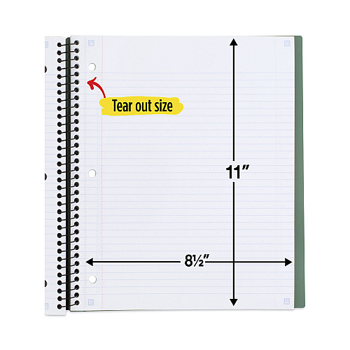 Five Star Advance Wirebound Notebook, Two Pockets, 1-Subject, Medium/College Rule, Randomly Assorted Cover Color, (100) 11 x 8.5 Sheets (06322)