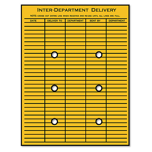 Quality Park Brown Kraft String/Button Interoffice Envelope, #97, Two-Sided Five-Column Format, 52-Entries, 10 x 13, Brown Kraft, 100/CT (63561)