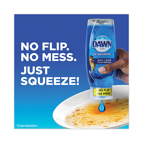 Ultra Liquid Dish Detergent, Dawn Original, Three 22 oz E-Z Squeeze Bottles and 2 Sponges/Pack, 6 Packs/Carton (02367)