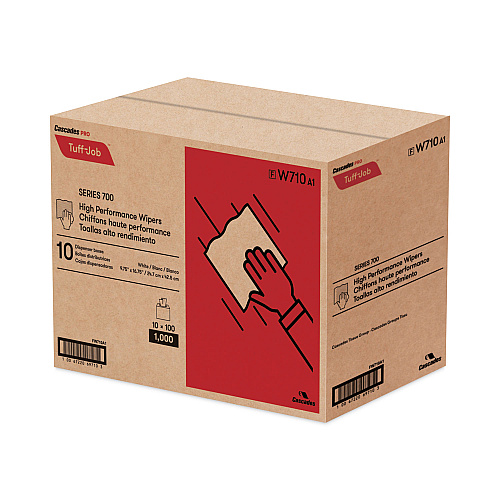 Cascades Tuff-Job Spunlace Towels, Pop Up Box, 9.75 x 16.75, White, 100/Box, 10 Boxes/Carton (W710)