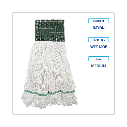 Boardwalk&reg; Loop End Rayon Mop Head, Medium, 14 oz, White, 12 Mops (BWKSP200M14DZ)
