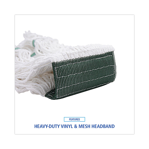 Boardwalk&reg; Loop End Rayon Mop Head, Medium, 14 oz, White, 12 Mops (BWKSP200M14DZ)