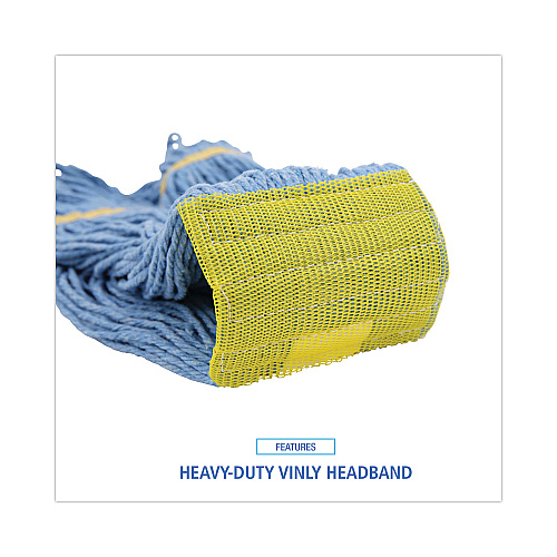 Boardwalk&reg; Super Loop Wet Mop Heads, Small, Blue, 12 Mops (BWK501BL)