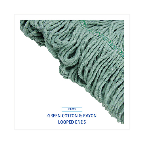 Boardwalk&reg; Medium Standard Mop Head, Cotton/Rayon Fiber, Green (BWK502GNNB)