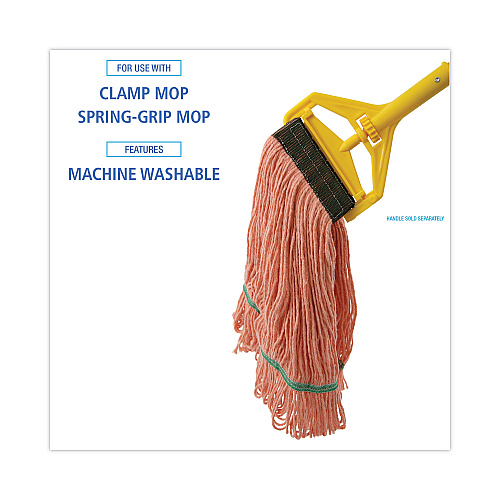 Boardwalk Super Loop Wet Mop Head, Cotton/Synthetic Fiber, 5" Headband, Medium Size, Orange, 12/Carton (BWK502OR)
