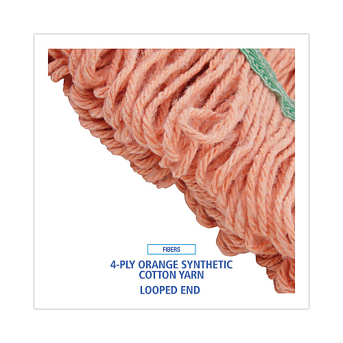 Boardwalk Super Loop Wet Mop Head, Cotton/Synthetic Fiber, 5" Headband, Medium Size, Orange, 12/Carton (BWK502OR)