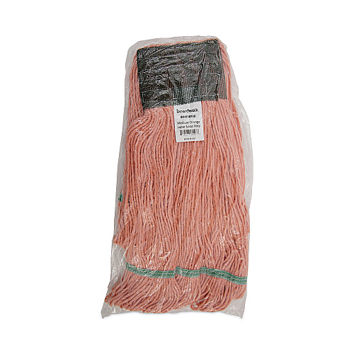 Boardwalk Super Loop Wet Mop Head, Cotton/Synthetic Fiber, 5" Headband, Medium Size, Orange, 12/Carton (BWK502OR)