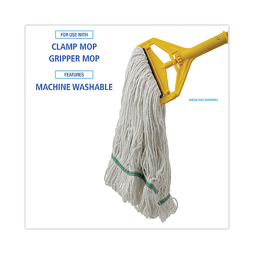 Boardwalk&reg; Standard Mop Head, Cotton/Rayon, Medium, White, 12 Mops (BWK502WHNB)