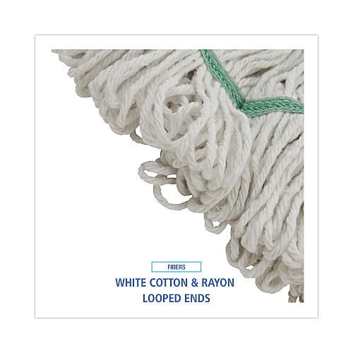 Boardwalk&reg; Standard Mop Head, Cotton/Rayon, Medium, White, 12 Mops (BWK502WHNB)
