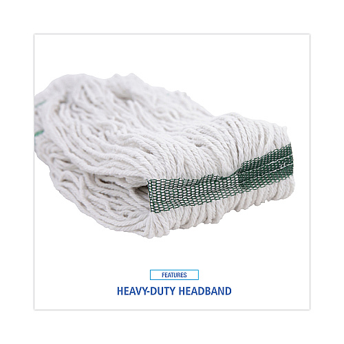 Boardwalk&reg; Standard Mop Head, Cotton/Rayon, Medium, White, 12 Mops (BWK502WHNB)