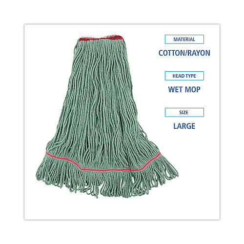 Boardwalk&reg; Large Standard Mop Head, Cotton/Rayon Fiber, Green (BWK503GNNB)