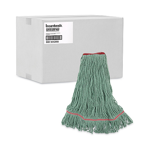 Boardwalk&reg; Large Standard Mop Head, Cotton/Rayon Fiber, Green (BWK503GNNB)