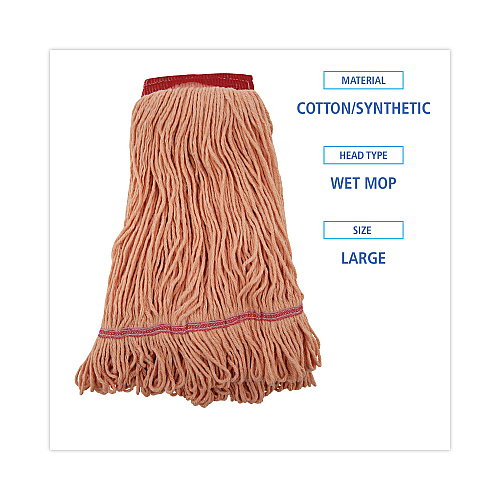 Boardwalk&reg; Super Loop Wet Mop Heads, Large, Orange, 12 Mops (BWK503OR)