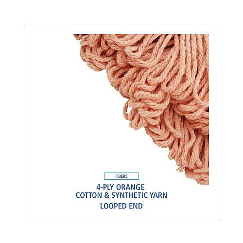 Boardwalk&reg; Super Loop Wet Mop Heads, Large, Orange, 12 Mops (BWK503OR)