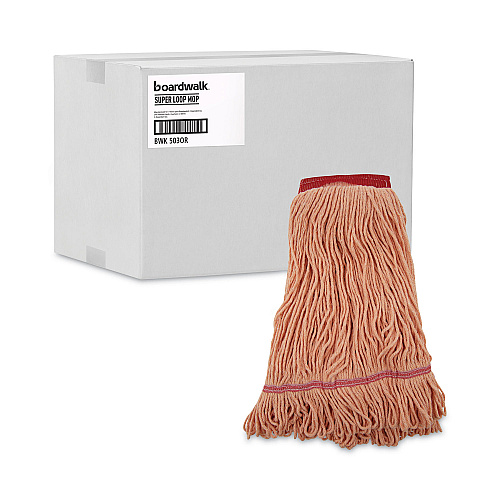 Boardwalk&reg; Super Loop Wet Mop Heads, Large, Orange, 12 Mops (BWK503OR)