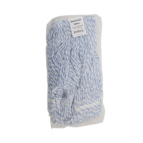Boardwalk&reg; 4-Ply Floor-Finish Mop Heads, White/Blue Stripes, 12 Mops (BWK542CT)
