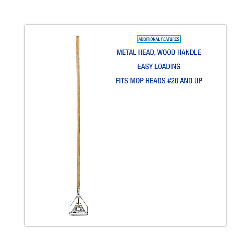 Boardwalk&reg; Quick Change Metal Head 54" Wooden Mop Handle, Natural (BWK601)