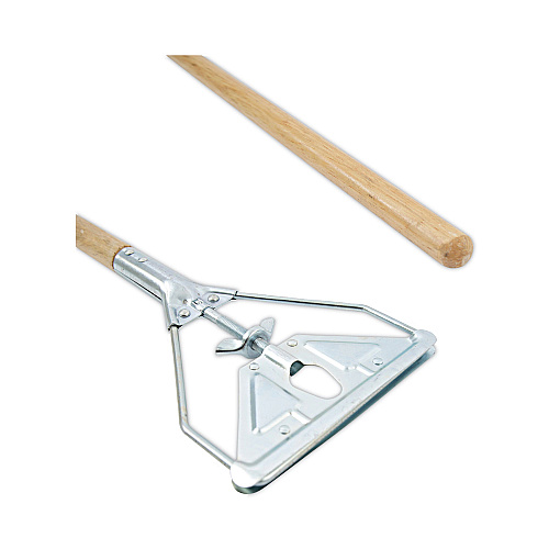 Boardwalk&reg; Screw Clamp Metal Head Wooden Mop Handle, 63" Handle, Natural (BWK603)