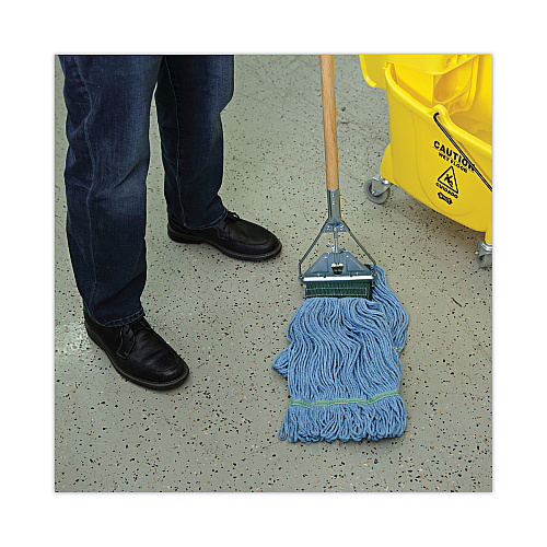 Boardwalk&reg; Screw Clamp Metal Head Wooden Mop Handle, 63" Handle, Natural (BWK603)
