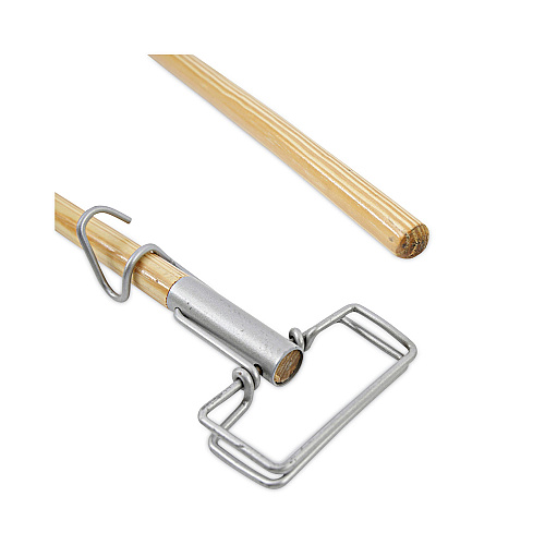 Boardwalk&reg; Spring Grip Metal Head Mop Handle, 60" Wood Handle (BWK609)