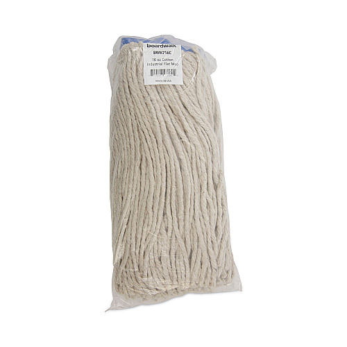 Boardwalk&reg; Cut-End Lie-Flat Wet Mop Head, Cotton, 16 oz, White (BWK716CEA)