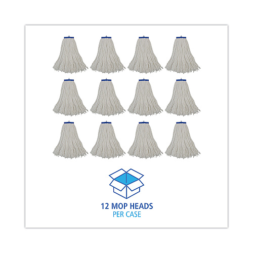 Boardwalk Cut-End Lie-Flat Wet Mop Head, Rayon, 16oz, White, 12/Carton (BWK716RCT)
