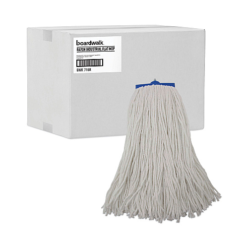 Boardwalk Cut-End Lie-Flat Wet Mop Head, Rayon, 16oz, White, 12/Carton (BWK716RCT)