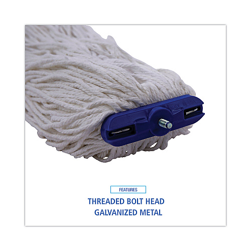 Boardwalk&reg; Cut-End Lie-Flat Wet Mop Head, Rayon, 16 oz, White (BWK716REA)