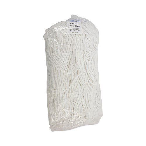 Boardwalk&reg; Cut-End Lie-Flat Wet Mop Head, Rayon, 16 oz, White (BWK716REA)