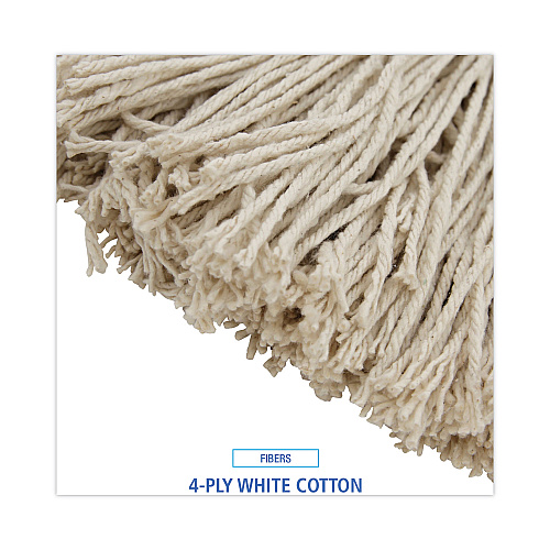 Boardwalk&reg; Mop Head, Lie-Flat Head, Cotton, 20 oz, 12 Mop Heads (BWK720C)
