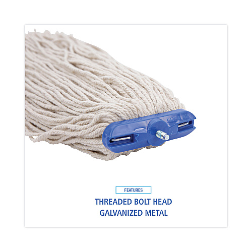 Boardwalk&reg; Mop Head, Lie-Flat Head, Cotton, 20 oz, 12 Mop Heads (BWK720C)