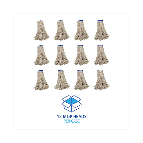 Boardwalk&reg; Mop Head, Lie-Flat Head, Cotton, 20 oz, 12 Mop Heads (BWK720C)