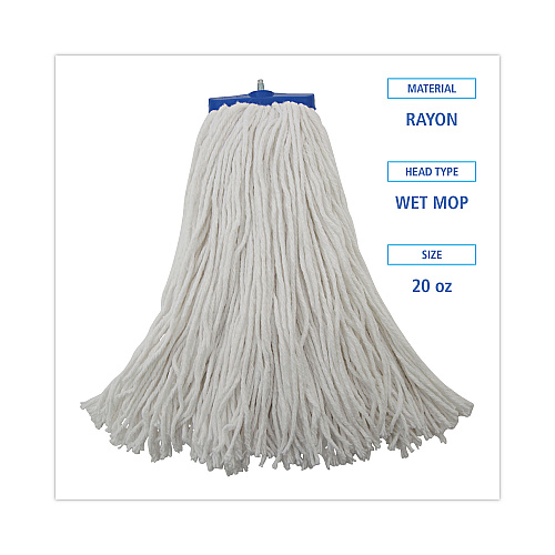 Boardwalk&reg; Mop Head, Lie-Flat Head, Rayon, 20 oz, 12 Mop Heads (BWK720R)