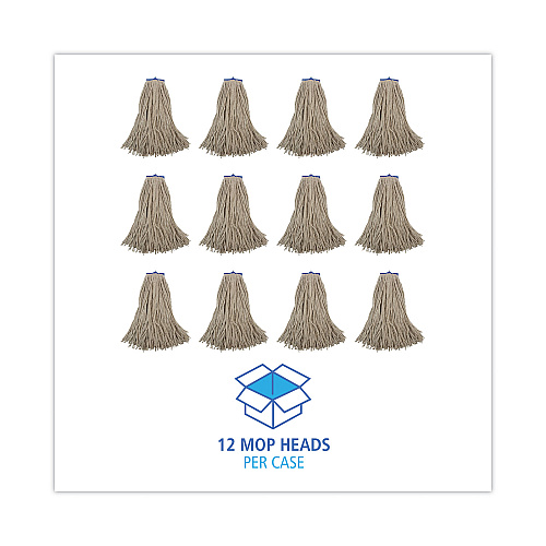 Boardwalk&reg; Cut-End Lie-Flat Wet Mop Head, Cotton, 24 oz, 12 Mop Heads (BWK724CCT)