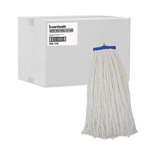Boardwalk&reg; Cut-End Lie-Flat Wet Mop Head, Rayon, 24 oz, 12 Mop Heads (BWK724RCT)