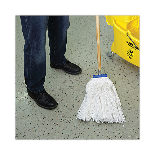 Boardwalk&reg; Cut-End Lie-Flat Wet Mop Head, Rayon, 24 oz, White (BWK724REA)