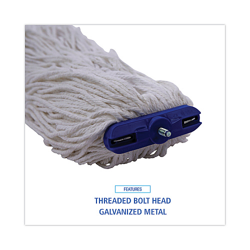 Boardwalk&reg; Cut-End Lie-Flat Wet Mop Head, Rayon, 24 oz, White (BWK724REA)