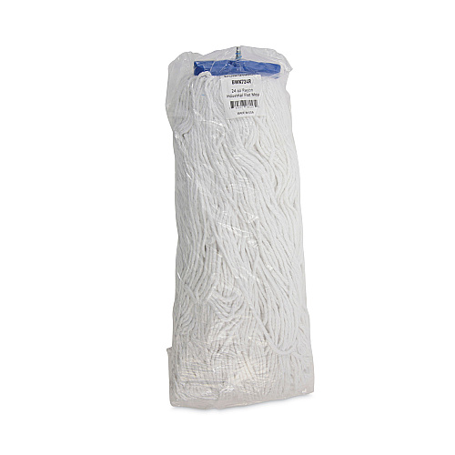 Boardwalk&reg; Cut-End Lie-Flat Wet Mop Head, Rayon, 24 oz, White (BWK724REA)
