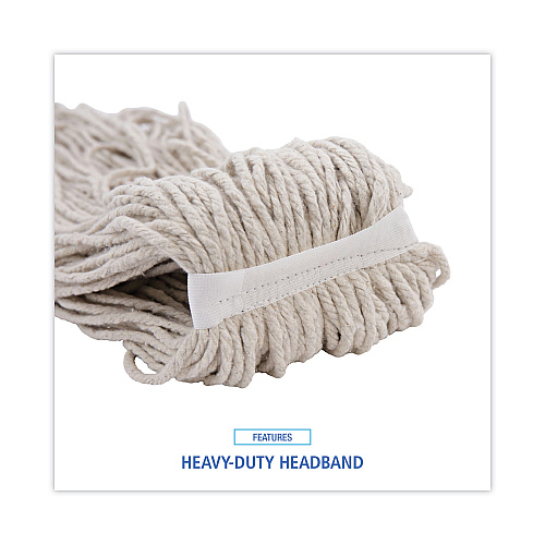 Boardwalk&reg; Mop Head, Lie-Flat Head, Cotton, 32 oz, 12 Mop Heads (BWK732C)