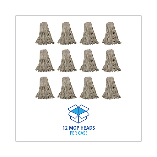 Boardwalk&reg; Mop Head, Lie-Flat Head, Cotton, 32 oz, 12 Mop Heads (BWK732C)