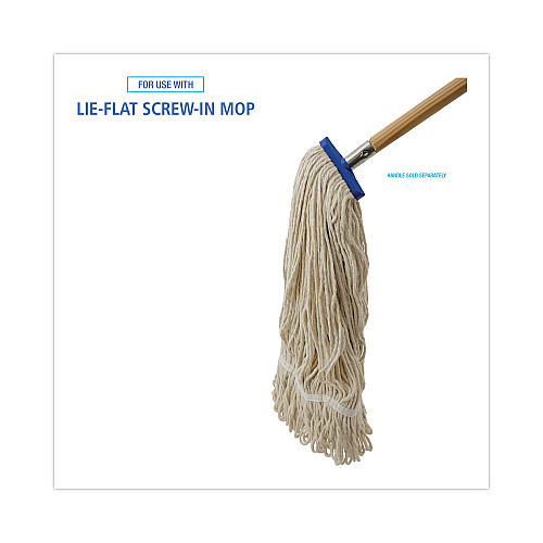 Boardwalk&reg; Cotton Fiber Lie-Flat Mop Head, 24 oz, White, 12 Mop Heads (BWK824C)