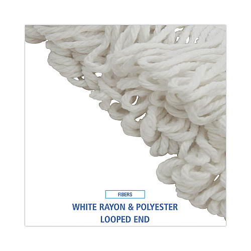 Boardwalk&reg; Mop Head, Lie-Flat Head, Rayon Fiber, 24oz, White, 12/Carton (BWK824R)