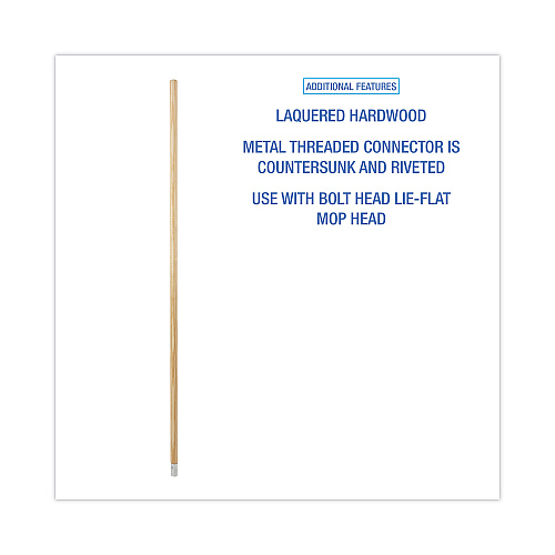 Boardwalk&reg; Lie-Flat Screw-In Wood Mop Handle, 1 1/8 dia x 54, Natural (BWK833)