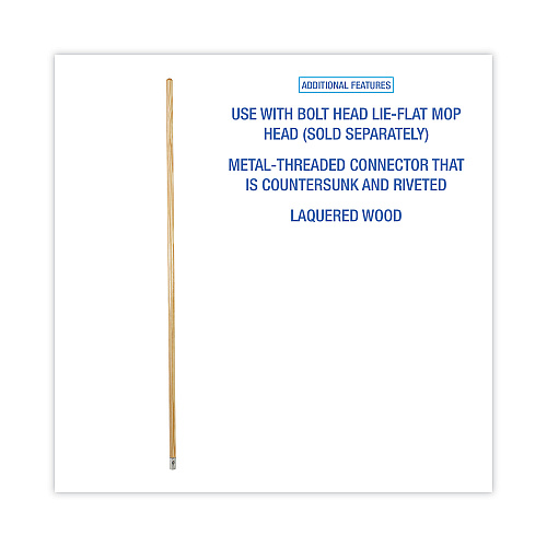 Boardwalk&reg; Lie-Flat Screw-In 60" Wood Mop Handle ,1 1/8" dia., Natural (BWK834)