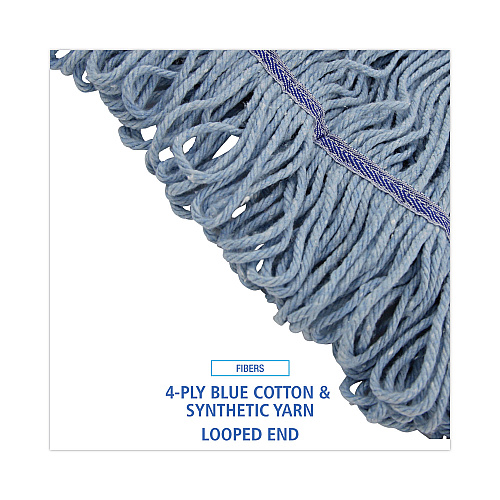 Boardwalk&reg; Mop Head, Loop-End, Cotton With Scrub Pad, Large, 12/Carton (BWK903BL)
