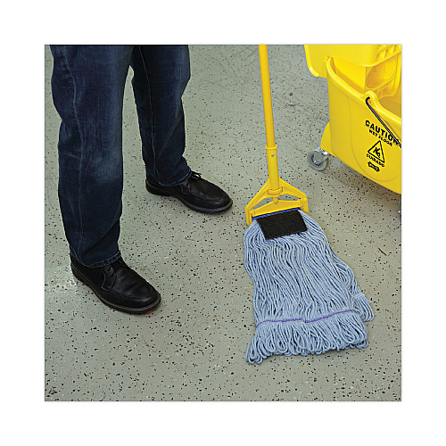 Boardwalk&reg; Mop Head, Loop-End, Cotton With Scrub Pad, Large, 12/Carton (BWK903BL)